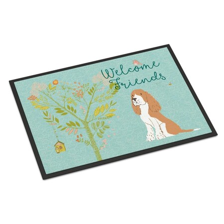 Carolines Treasures Welcome Friends Gold Springer Spaniel Indoor or Outdoor Mat, 18 x 27 in. BB7620MAT
